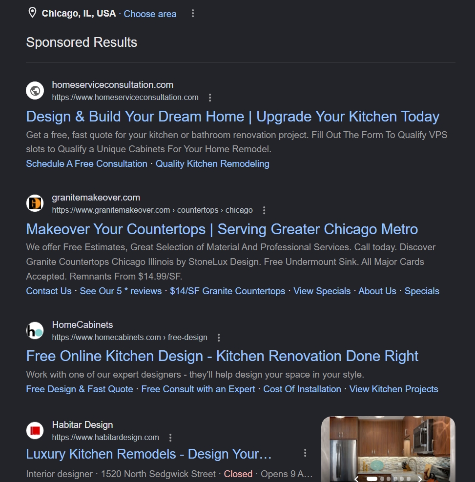 Google Ads for kitchen remodelers